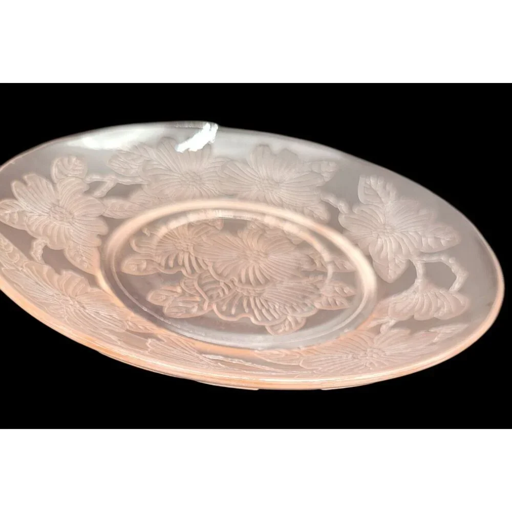Set of 3 Vintage Macbeth Evans Dogwood Pink Depression Glass‎ Saucers 6